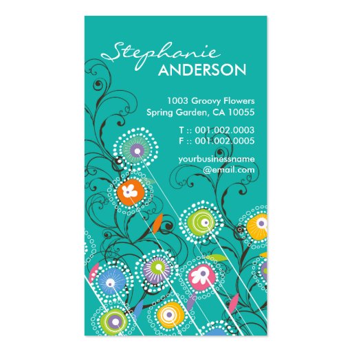 Groovy Flower Garden Whimsical Colorful Floral Business Card