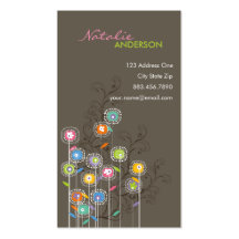 Groovy Flower Garden Whimsical Colorful Floral Business Card Template
