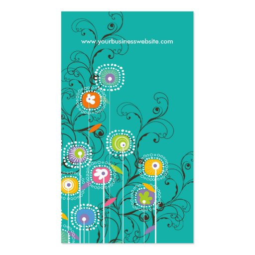 Groovy Flower Garden Whimsical Colorful Floral Business Card (back side)