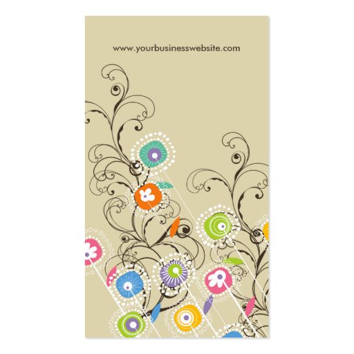 Groovy Flower Garden Whimsical Colorful Floral Business Cards (back side)