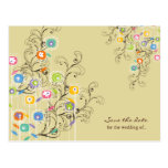 Groovy Flowers Garden Whimsical Save The Date Postcards