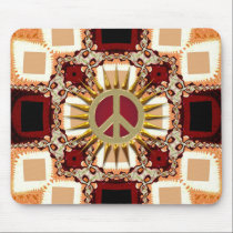 Groovy Golden Peace Sign Abstract Mousepad mousepads