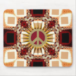 Groovy Golden Peace Sign Abstract Mousepad