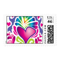 groovy heart wave postage