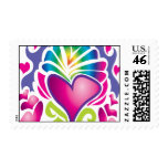 groovy heart wave postage stamp