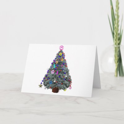 Groovy Hippie Christmas Tree cards
