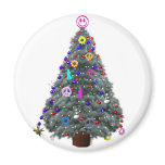 Groovy Hippie Christmas Tree Fridge Magnet