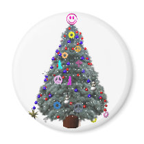 Groovy Hippie Christmas Tree magnets