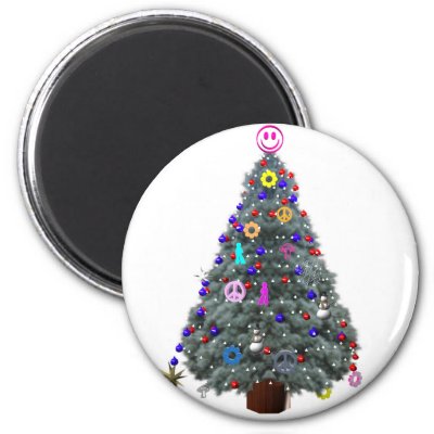 Groovy Hippie Christmas Tree magnets