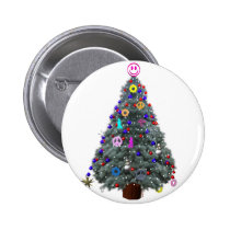 Groovy Hippie Christmas Tree buttons