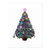 Groovy Hippie Christmas Tree postcards