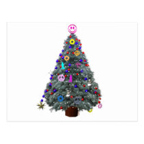 Groovy Hippie Christmas Tree postcards