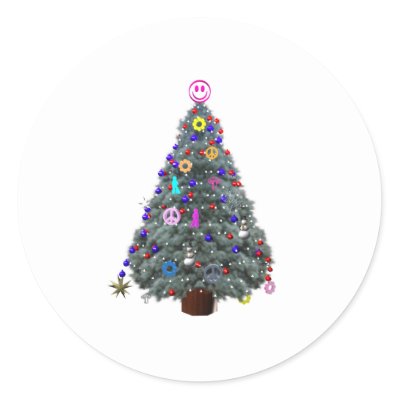 Groovy Hippie Christmas Tree stickers