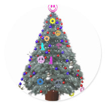 Groovy Hippie Christmas Tree stickers