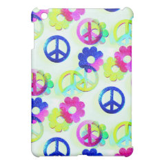 Groovy Hippie Peace Signs Flower Power Sparkle Pat iPad Mini Covers