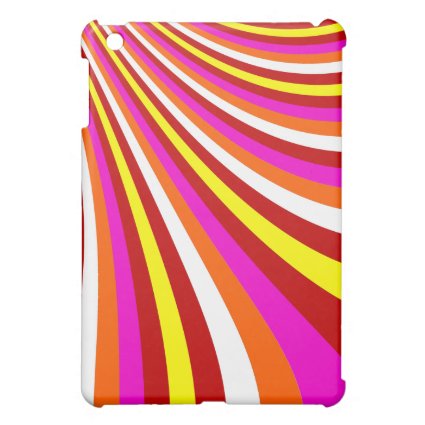 Groovy Hot Pink Red Yellow Orange Stripes Pattern iPad Mini Covers