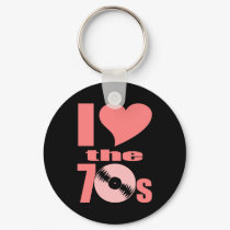 Groovy I Heart the 70s Retro Keychain for Hippies