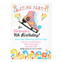 Groovy Ice Skating Party Invitations