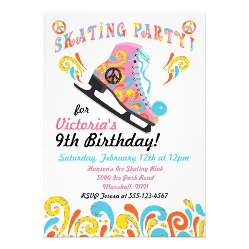 Groovy Ice Skating Party Invitations