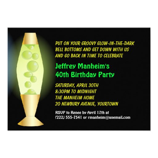 Groovy Lamps 70s Party Announcement