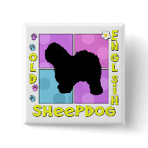 Groovy Old English Sheepdog Pin