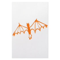 Groovy Orange Bat Halloween Design Stationery Paper