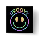 Groovy Pastel Smiley Retro Button Pin