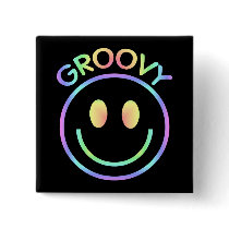 Groovy Pastel Smiley Retro Button Pin by angela65 Groovy Pastel Smiley Retro Button Pin