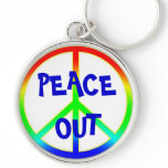 Groovy Peace Out Sign Keychain