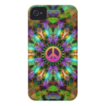 Groovy Peace Sign Rainbow Joy iPhone 4 Case