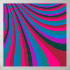 Groovy Pink Blue Rainbow Slide Stripes Pattern Posters