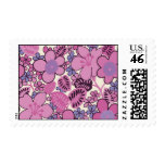 Groovy Pink Floral Postage Stamp
