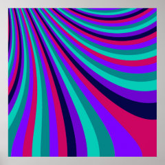 Groovy Pink Purple Aqua Rainbow Slide Stripes Poster