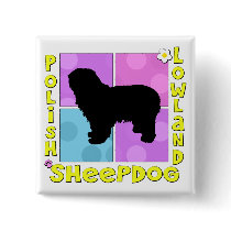 Groovy Polish Lowland Sheepdog Pinback Buttons