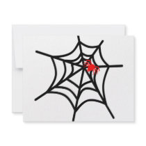 Groovy Red Spider on Web - Halloween invitations
