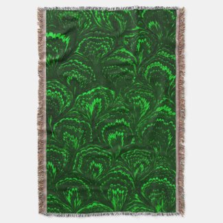 Groovy Retro Abstract Swirls Emerald Green Afghan