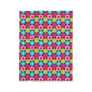 Groovy pink blue and green tiled Retro tiling Circle tiled pattern Fleece Blanket