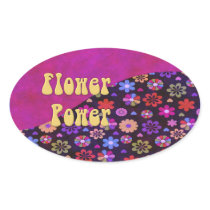 Groovy Retro Flower Power 60s 70s Oval Sticker