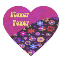 Groovy Retro Flower Power 60s 70s Heart Sticker