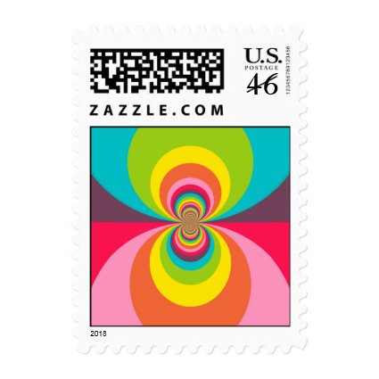 Groovy Retro Hippie Vintage Rainbow Kaleidoscope Postage Stamp