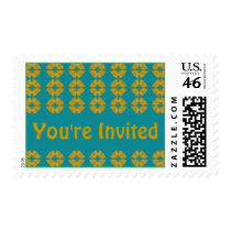 groovy retro invitation postage