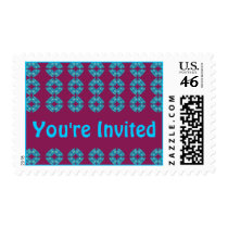 groovy retro invitation postage