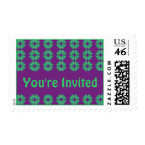 groovy retro invitation postage