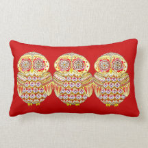 Groovy Retro Owl Art Lumbar Pillow