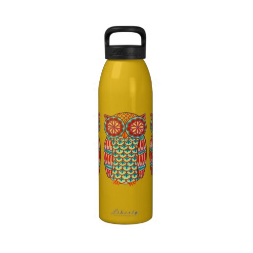 Groovy Retro Owl Water Bottle