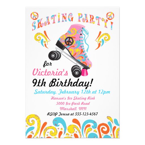 Groovy Roller Skating Party Invitations