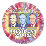 Groovy Ron Paul for President Round Sticker