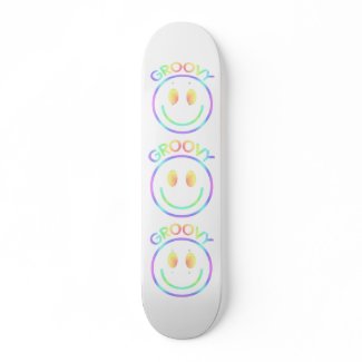 Groovy Smiley Face Retro Skateboard skateboard