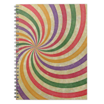 Groovy Spiral Sunbeam Ray Swirl Design Grungy Note Book