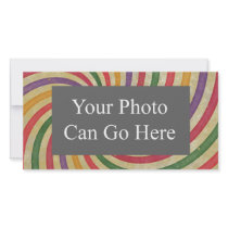 Groovy Spiral Sunbeam Ray Swirl Design Grungy Photo Card Template